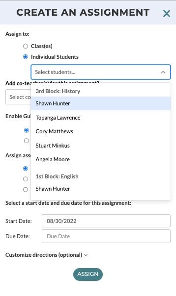 The assignment panel for the lesson "The Lottery."