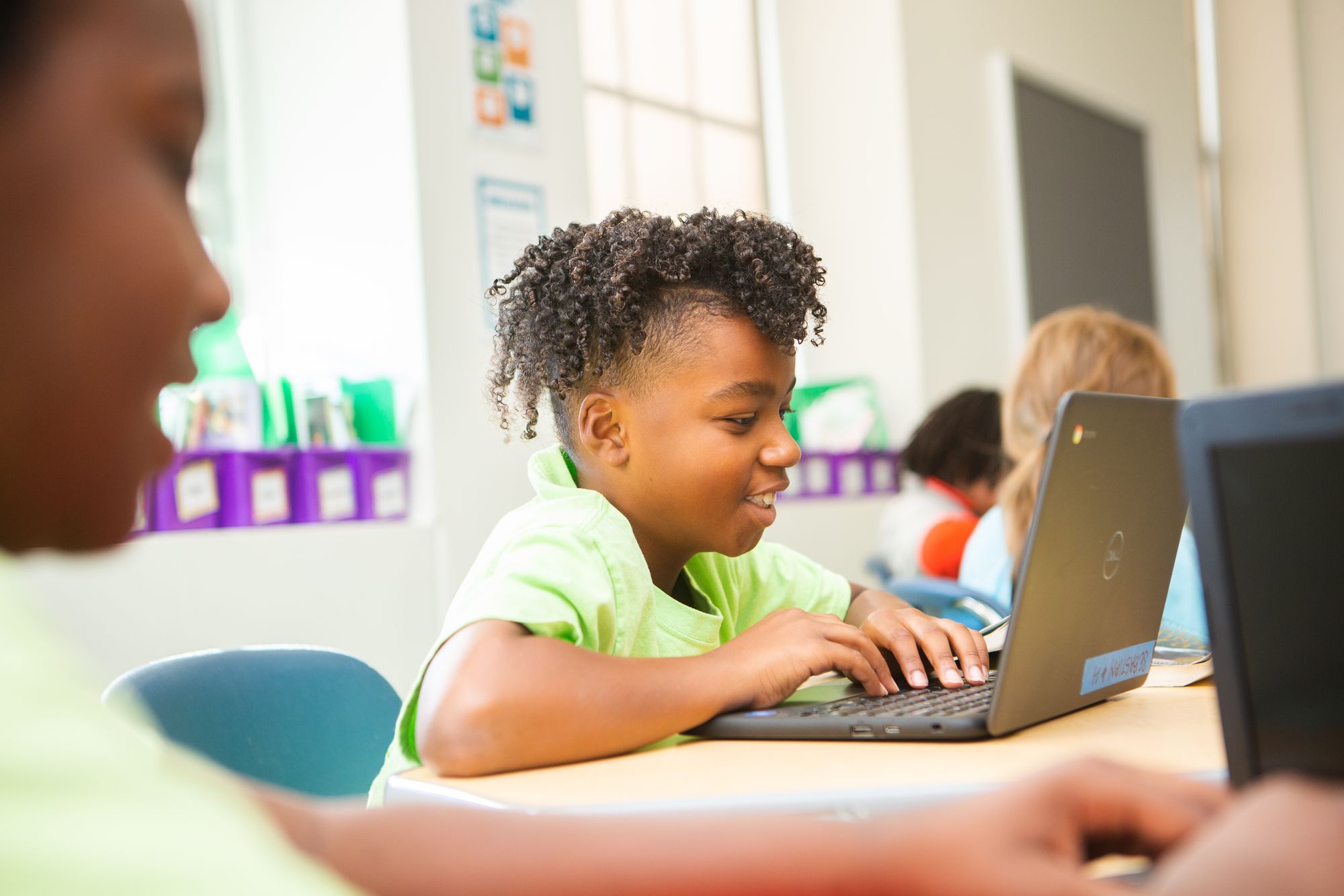 Elementary student working on a CommonLit digital lesson. 