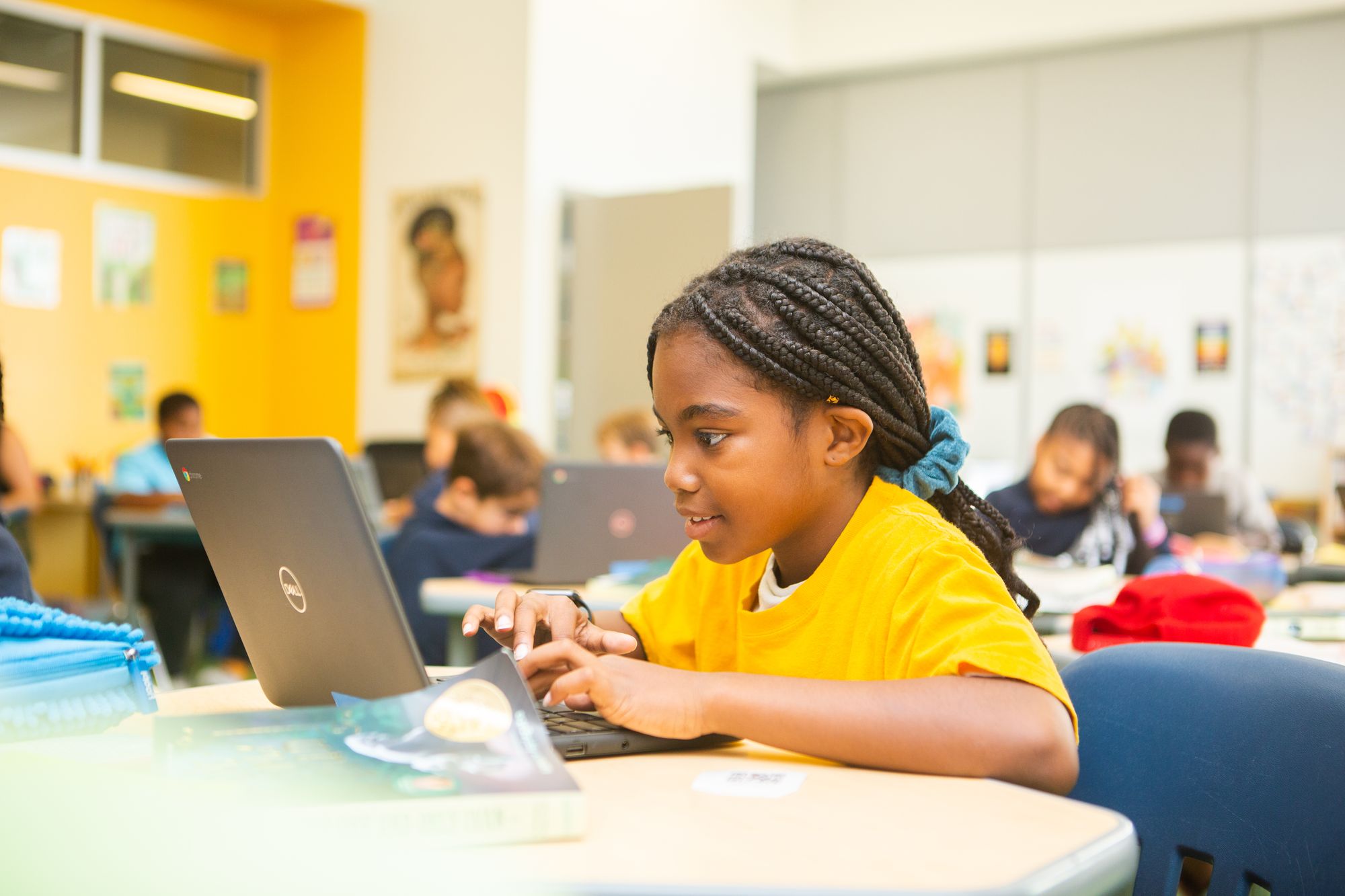 Student working on a laptop