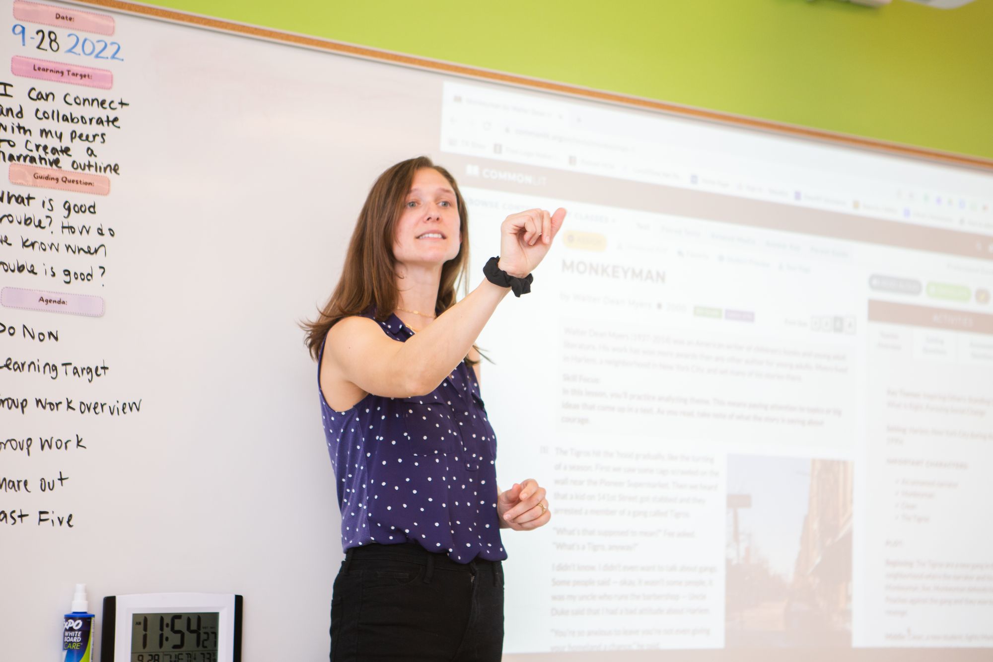 8th grade teacher in a classroom. 