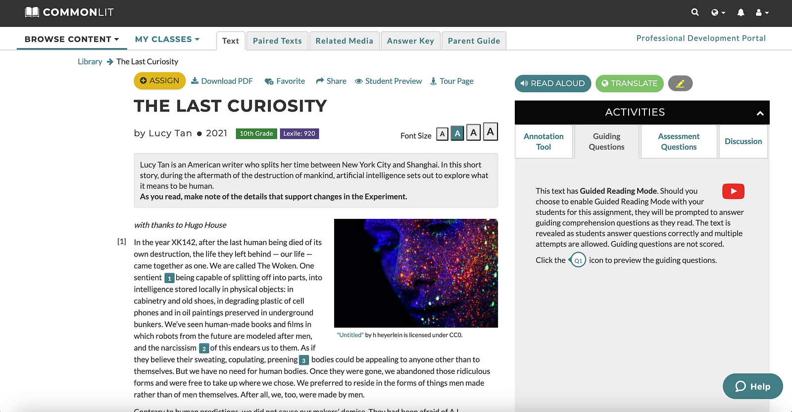 The CommonLit Original lesson "The Last Curiosity."