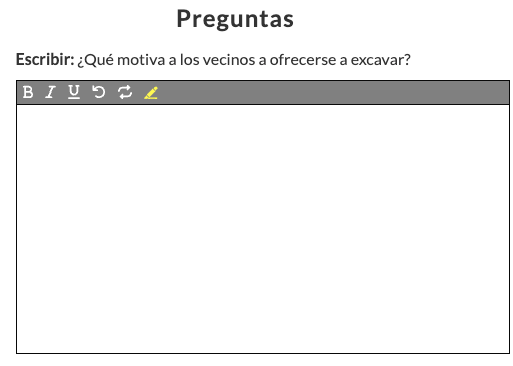 Vista de una pregunta Escribir en la plataforma CommonLit